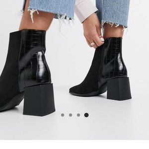 ASOS DESIGN reliable heeled ankle boots in black